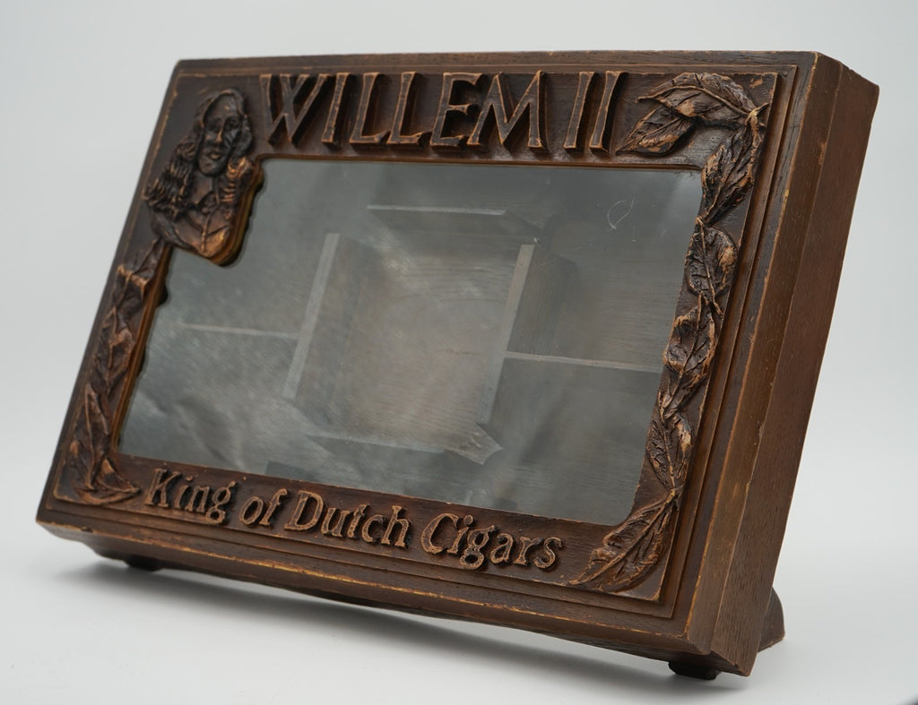 ANTIQUE ANGLO DUTCH CIGAR CO. WILLEM II OAK GLAZED SHOP COUNTER DISPLAY CABINET