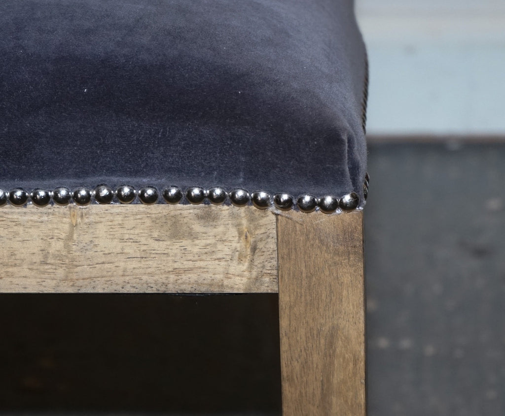 VINTAGE HALO RICHMOND SINGLE DESK OR DINING CHAIR NAVY VELVET FABRIC WITH STUDS