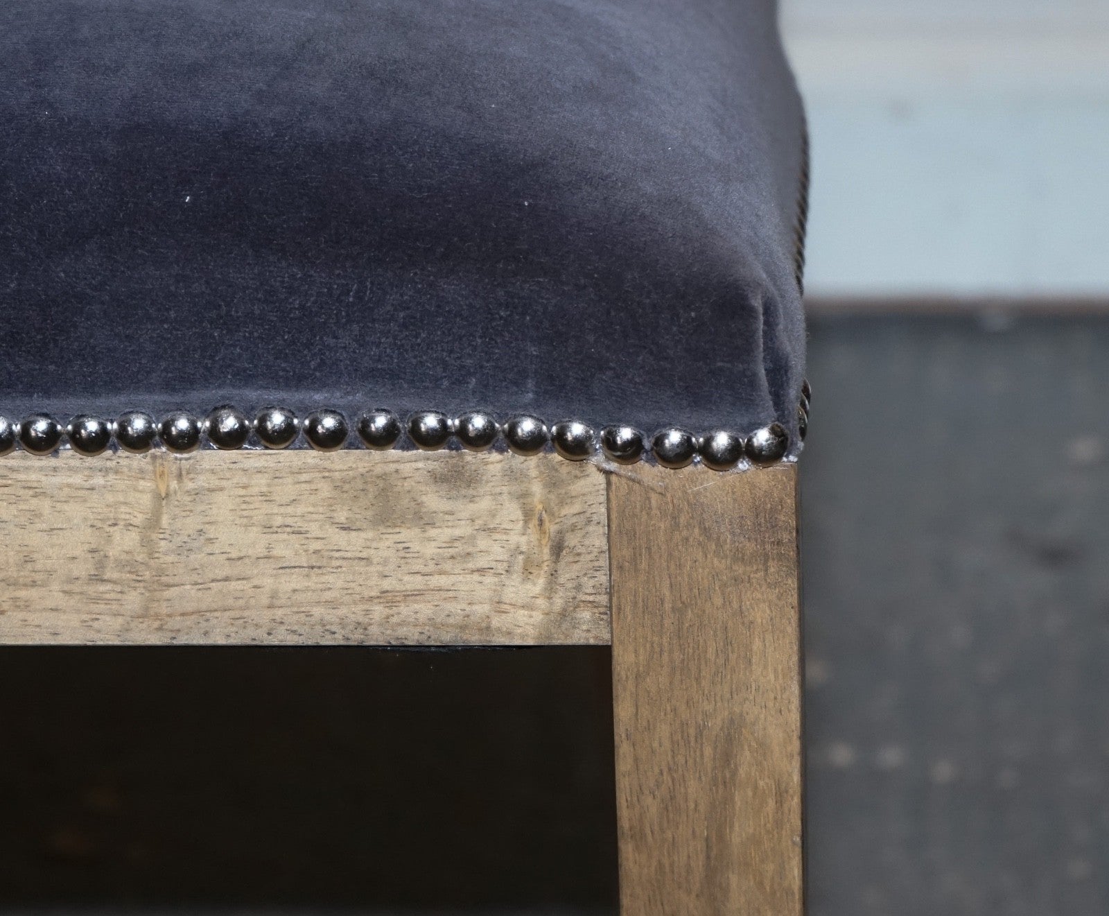 VINTAGE HALO RICHMOND SINGLE DESK OR DINING CHAIR NAVY VELVET FABRIC WITH STUDS