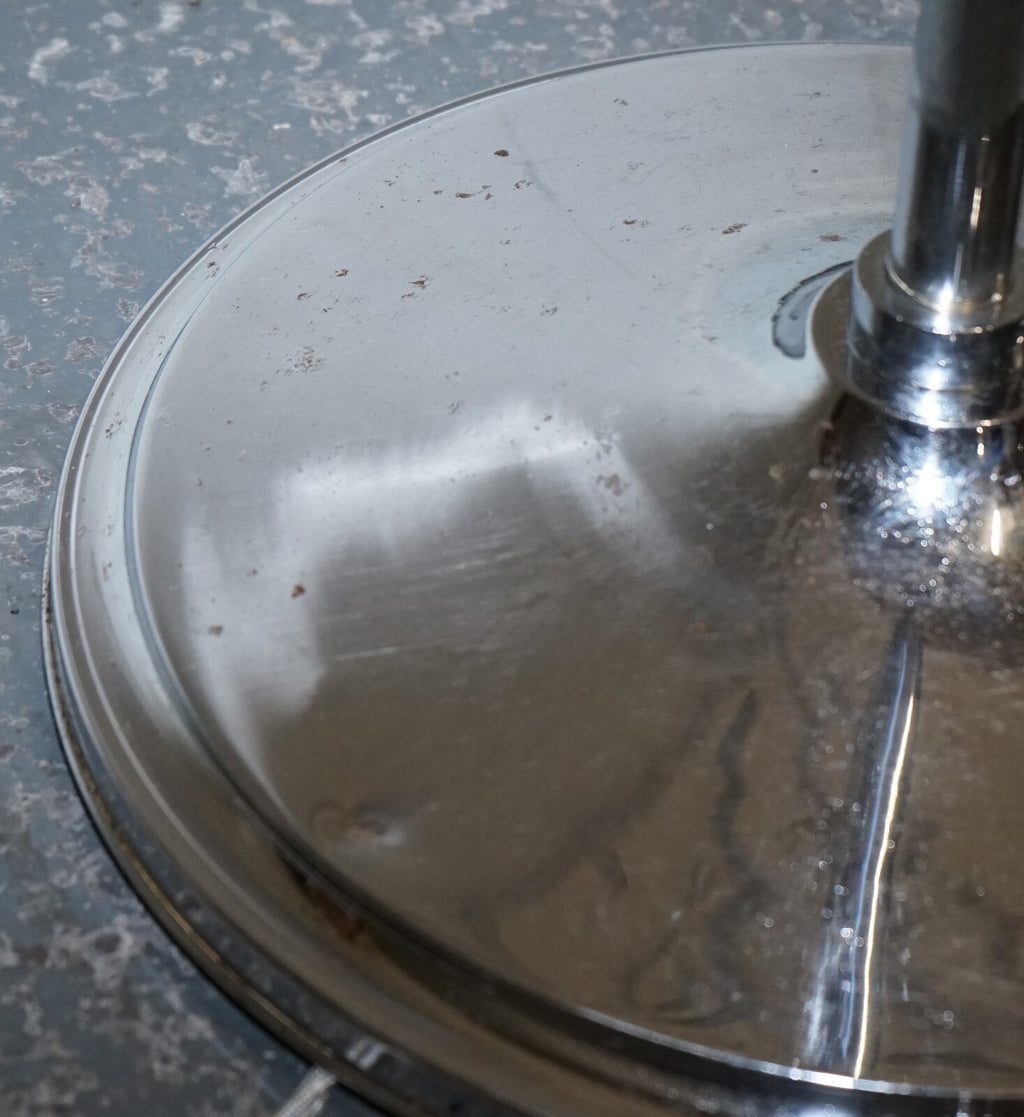 CIRCA 1930'S ART DECO FLOOR LAMP WITH WHITE GLASS SHADE