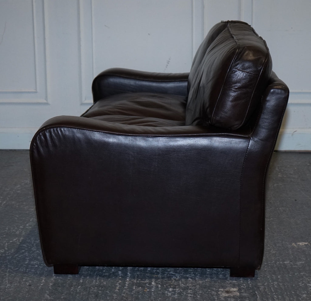 LOVELY VINTAGE CLUB BROWN LEATHER TWO TO THREE SOFA