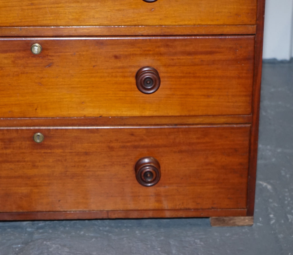 LARGE EARLY VICTORIAN CHEST OF DRAWERS WITH ORIGINAL KNOBS AND LOCKS