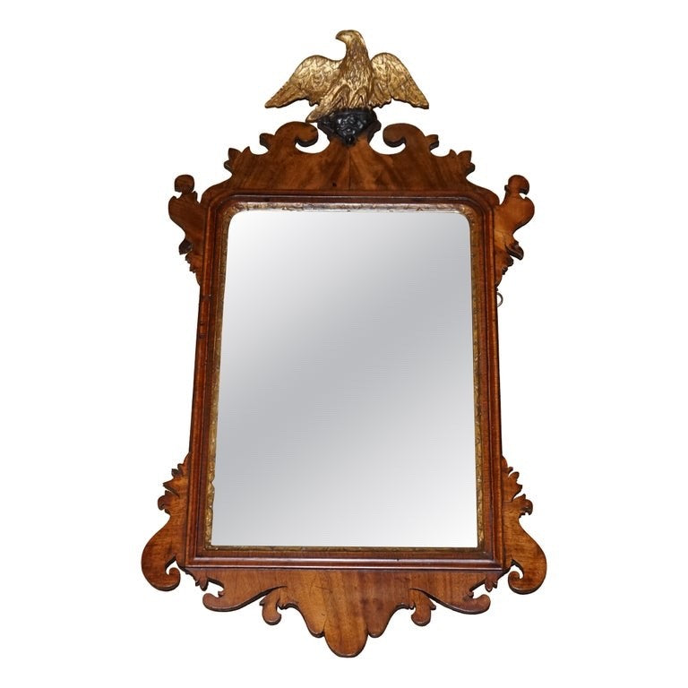 ANTIQUE GEORGIAN CIRCA 1760 THOMAS CHIPPENDALE STYLE GILDED EAGLE WALL MIRROR
