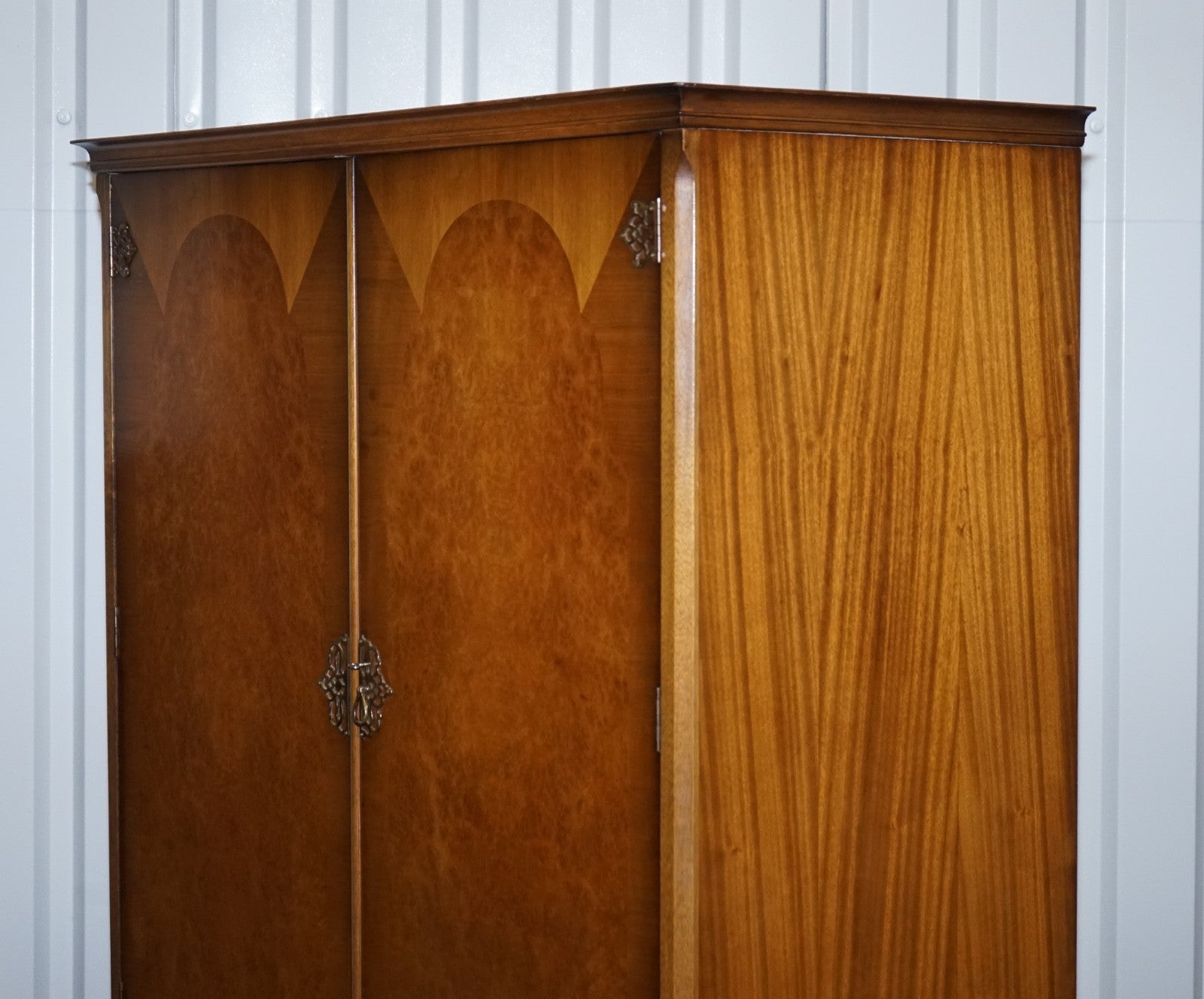 ART DECO STYLE ENGLISH WALNUT DOUBLE DOOR WARDROBE MADE BY DILLON, ENGLAND