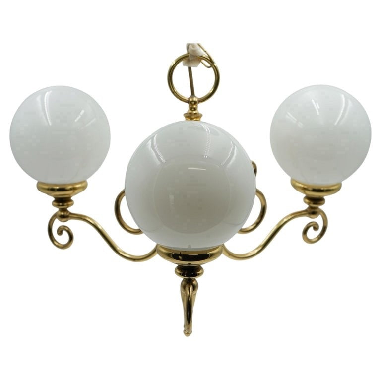 VINTAGE ART DECO STYLE CEILING CHANDELIER THREE ARM PENDANT (2/2)