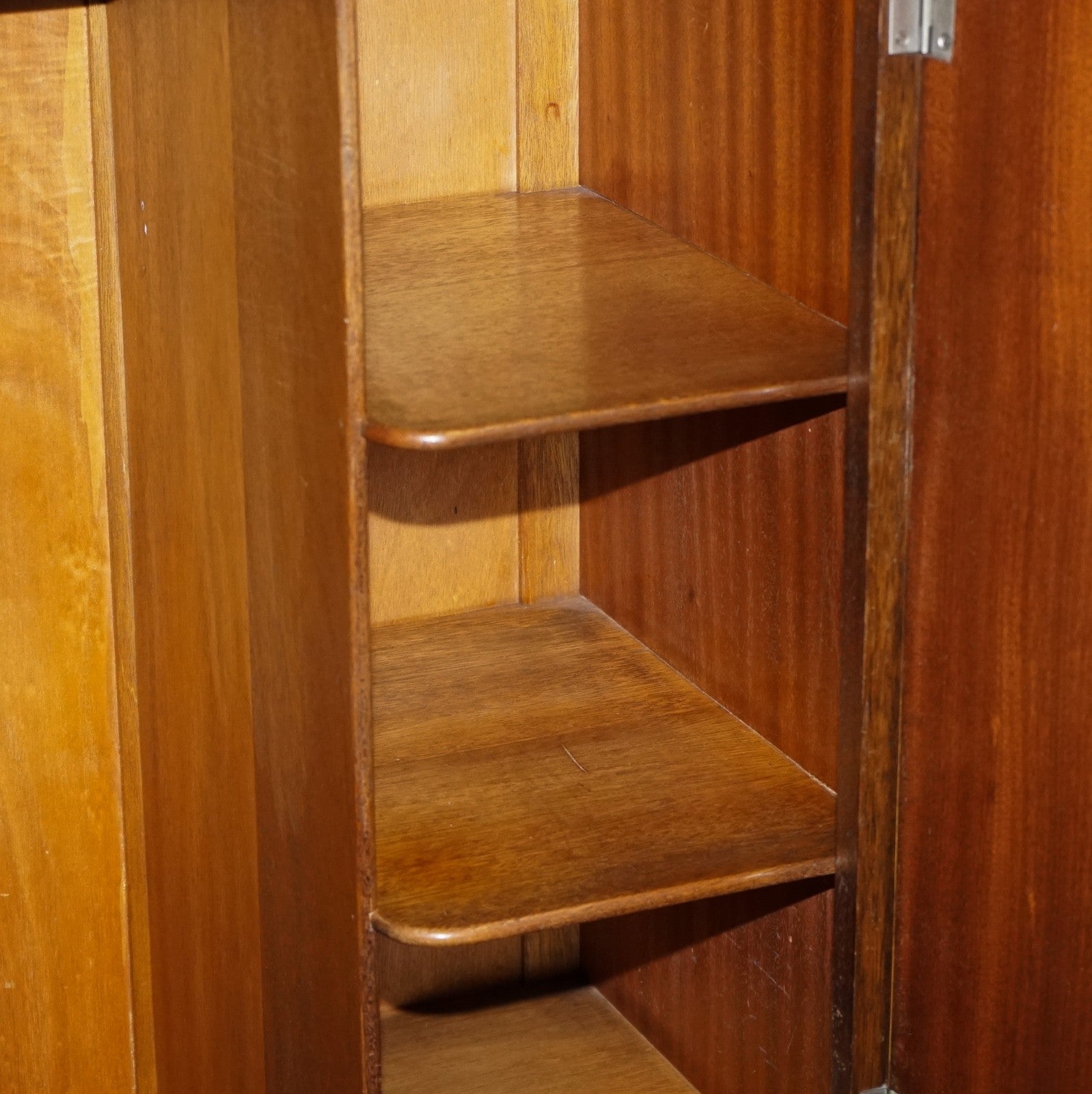 STUNNING ART DECO 1920'S PETITE BURR WALNUT TWO DOOR WARDROBE OR AMOIRE