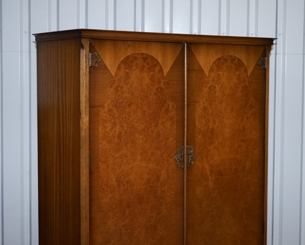ART DECO STYLE ENGLISH WALNUT DOUBLE DOOR WARDROBE MADE BY DILLON, ENGLAND