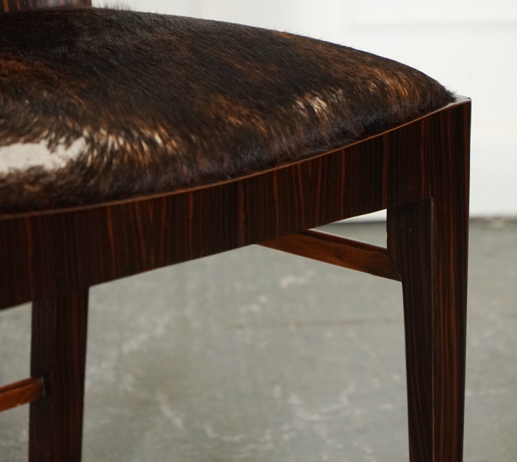 ART DECO STYLE THEODORE ALEXANDER OFFICE SIDE CHAIR WITH PONY HIDE SEAT