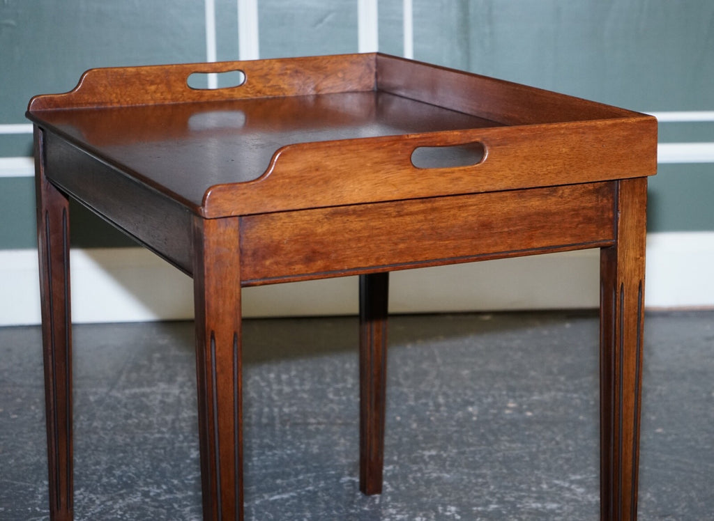 ANTIQUE BUTLERS SERVING TRAY ON STAND MAHOGANY VICTORIAN 19TH CENTURY