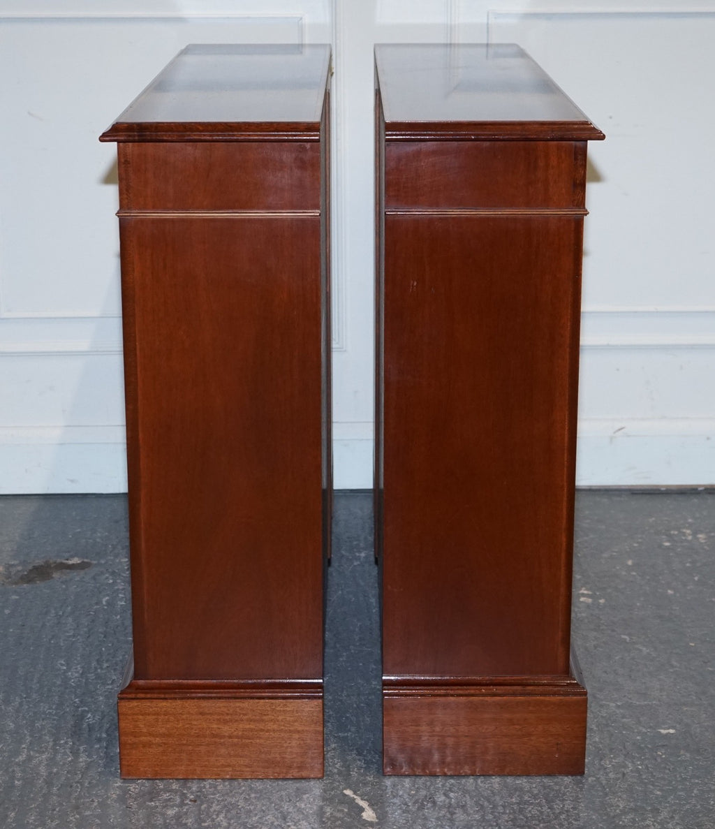 PAIR VINTAGE EDWARDIAN STYLE SHERATON DWARF OPEN BOOKCASE ADJUSTABLE SHELVES