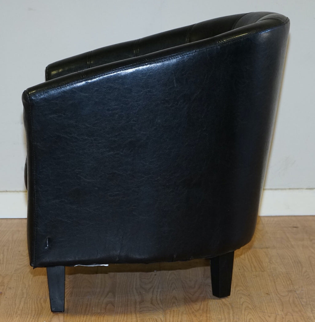 LOVELY BLACK LEATHER TUB CHAIR