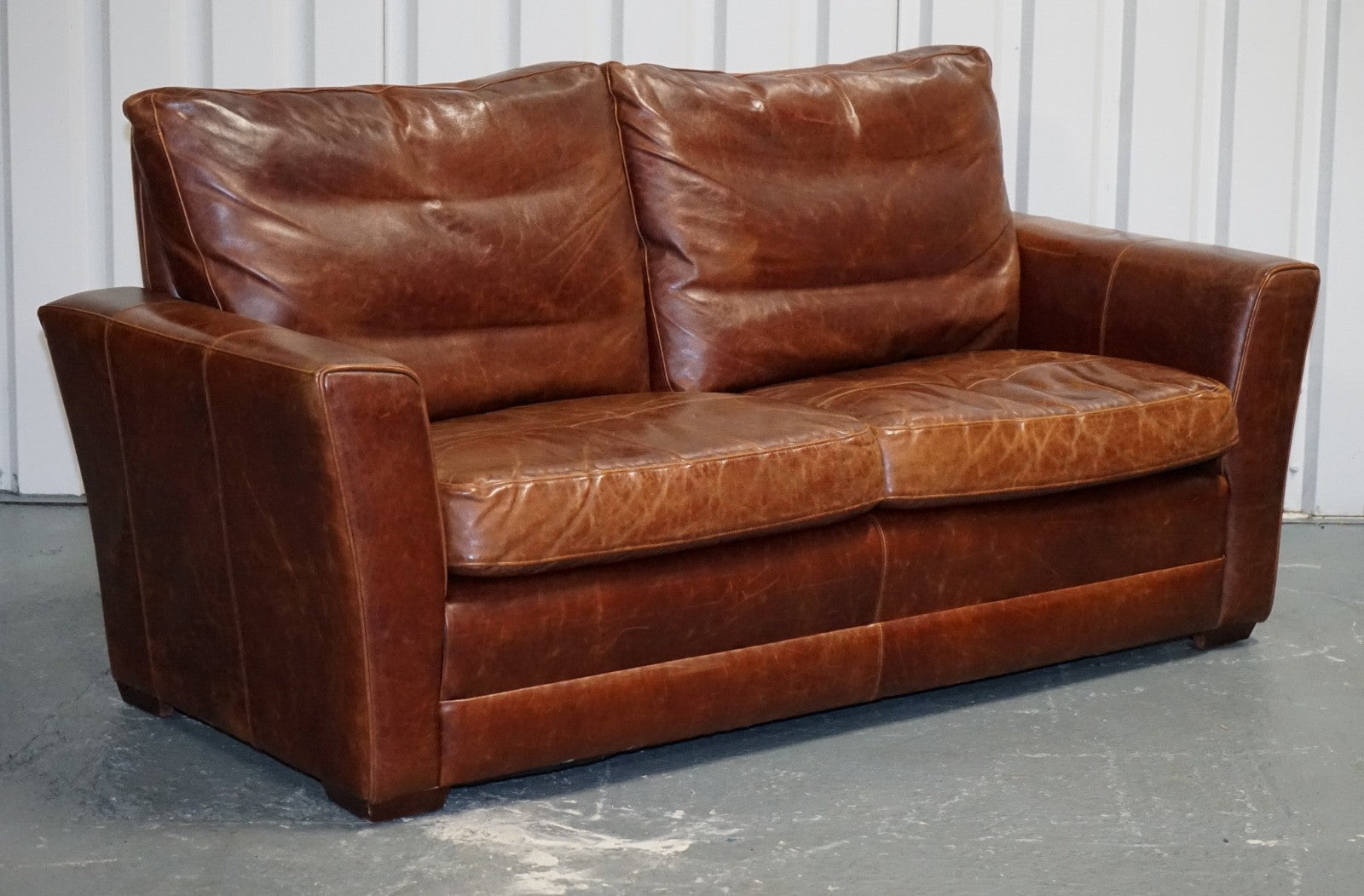 VINTAGE BROWN LEATHER TWO TO THREE SEATER SOFA