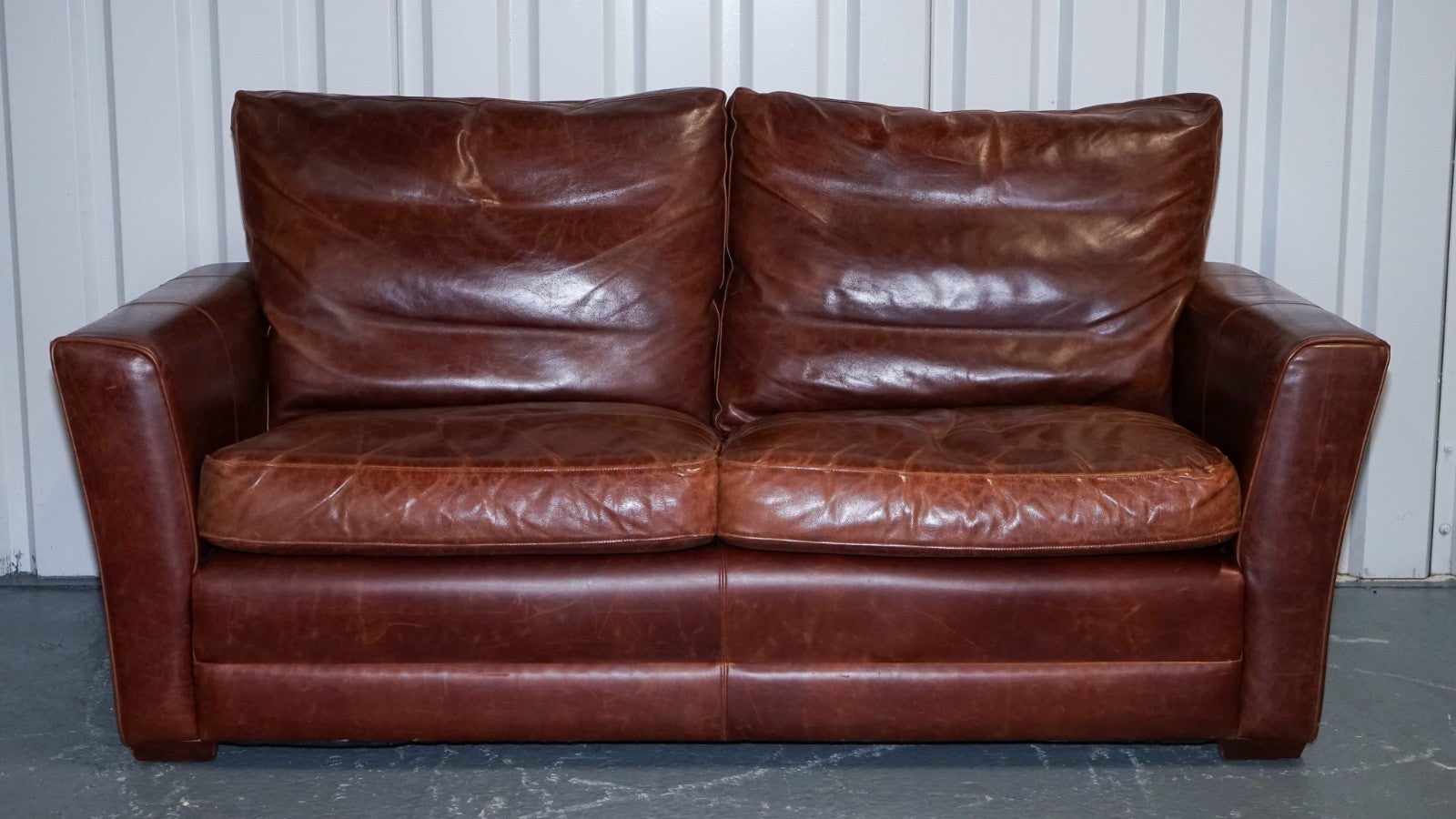 VINTAGE BROWN LEATHER TWO TO THREE SEATER SOFA