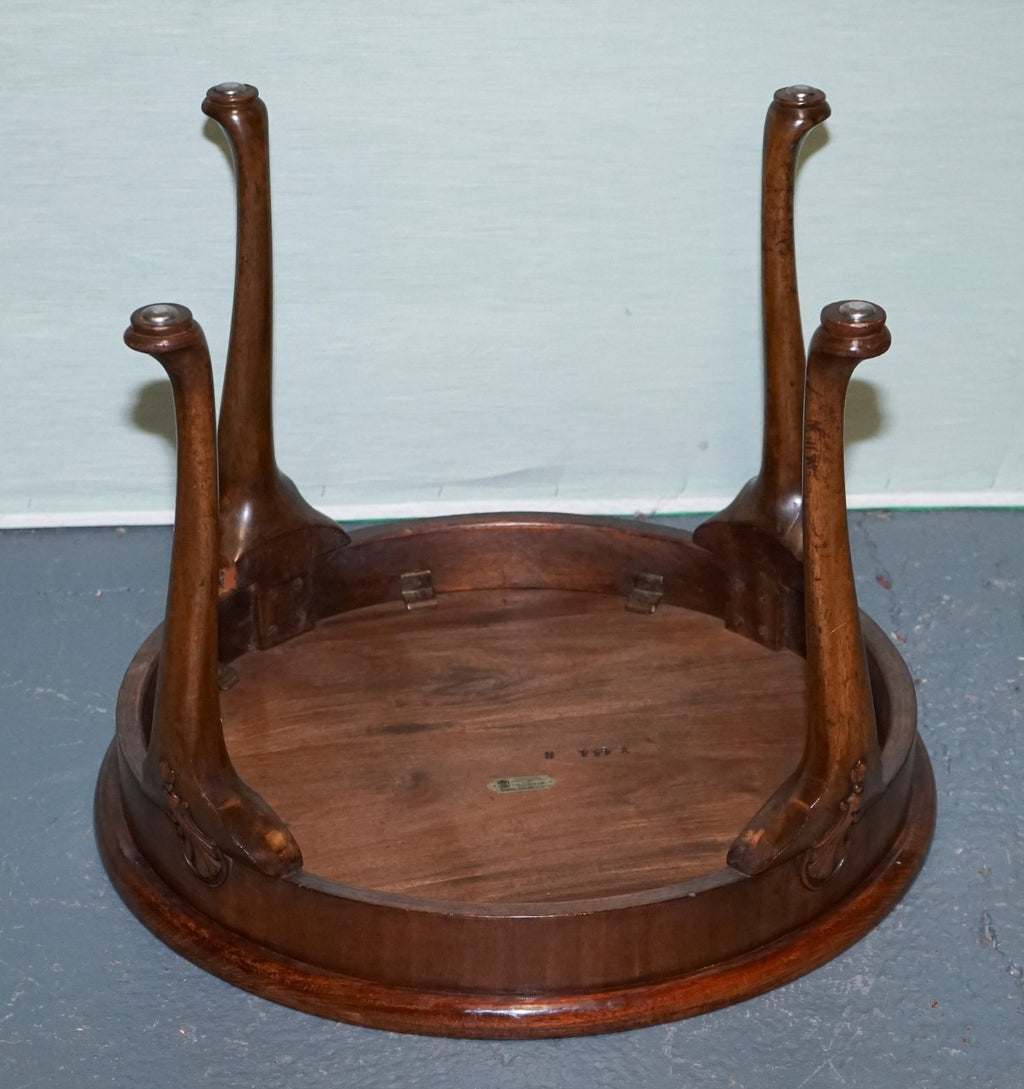 1930s WARING & GILLOW WALNUT ROUND SIDE TABLE QUEEN ANNE STYLE