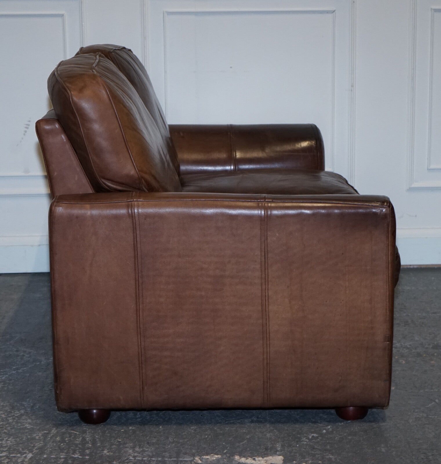VINTAGE HALO TWO SEATER  BROWN  LEATHER SOFA