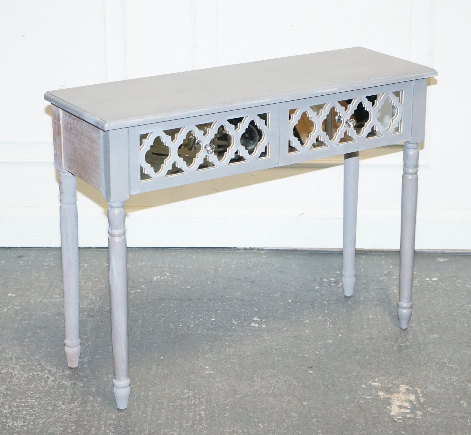 LOVELY HAND PAINTED MIRRORED DRESSING CONSOLE TABLE MATCHING STOOL AVAILABLE