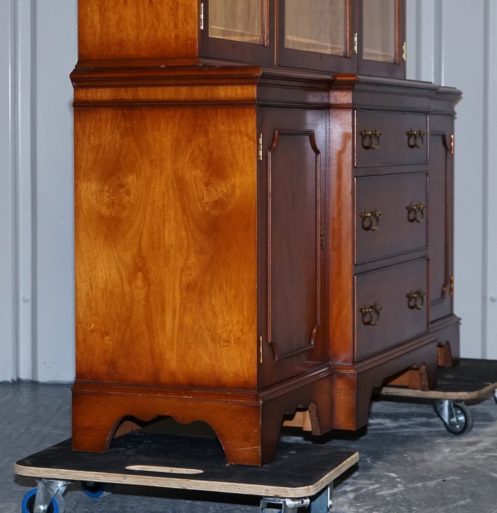 VINTAGE YEW WOOD DISPLAY CABINET MADE BY BRADLEY ENGLAND