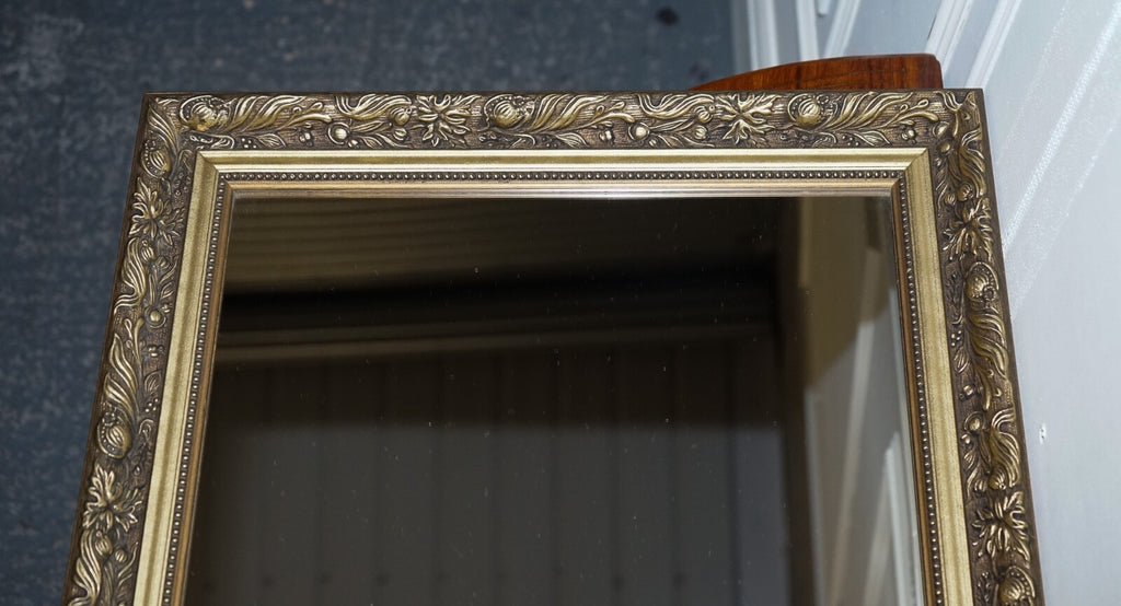 LOVELY VINTAGE GOLD ORNATE BEVELLED WALL MIRROR