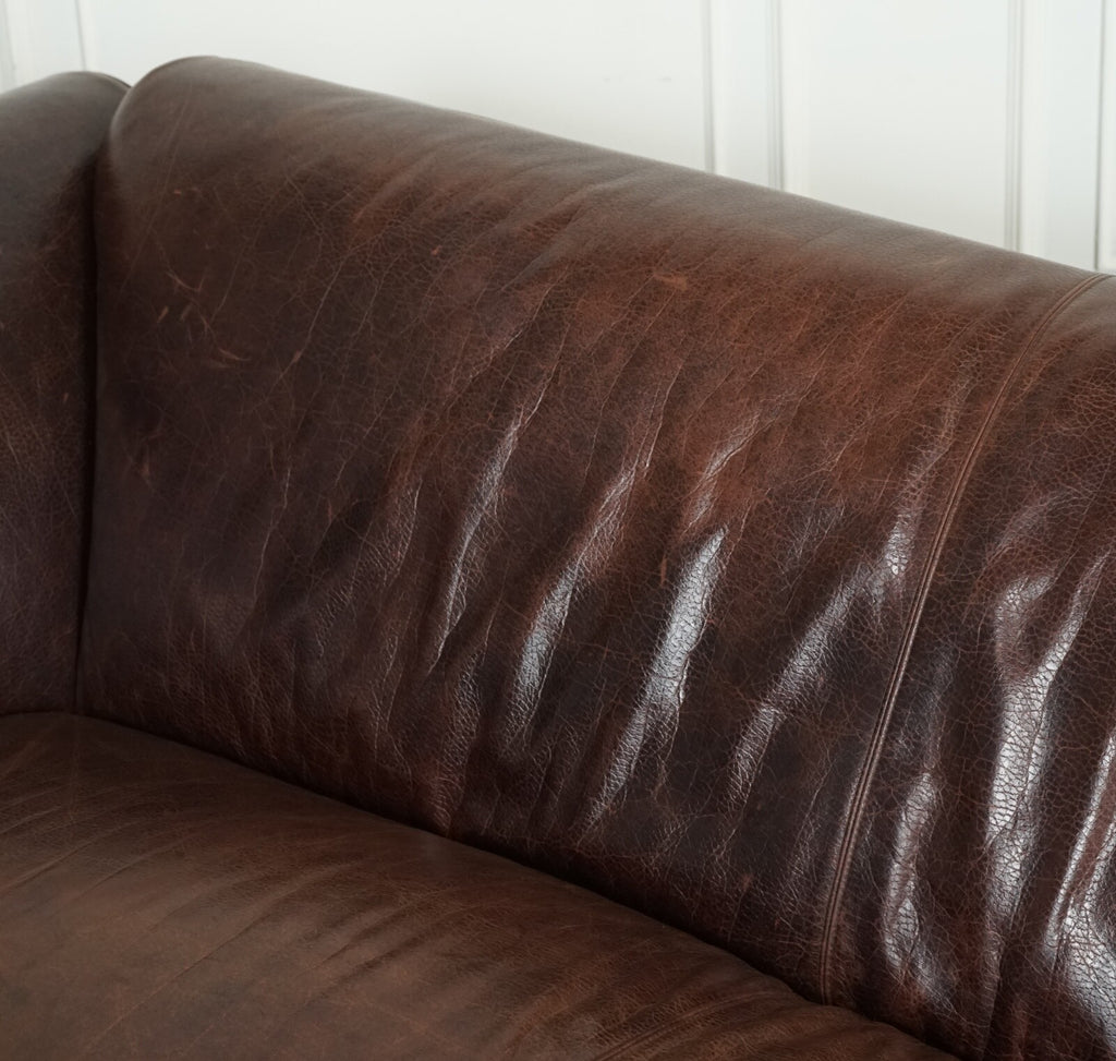 STUNNING FISHPOOLS HERITAGE BROWN LEATHER 2 TO 3 SEATER SOFA