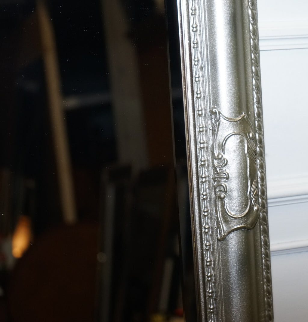 VINTAGE SILVER CARVED SILVER BEVELLED RECTANGULAR MiRROR