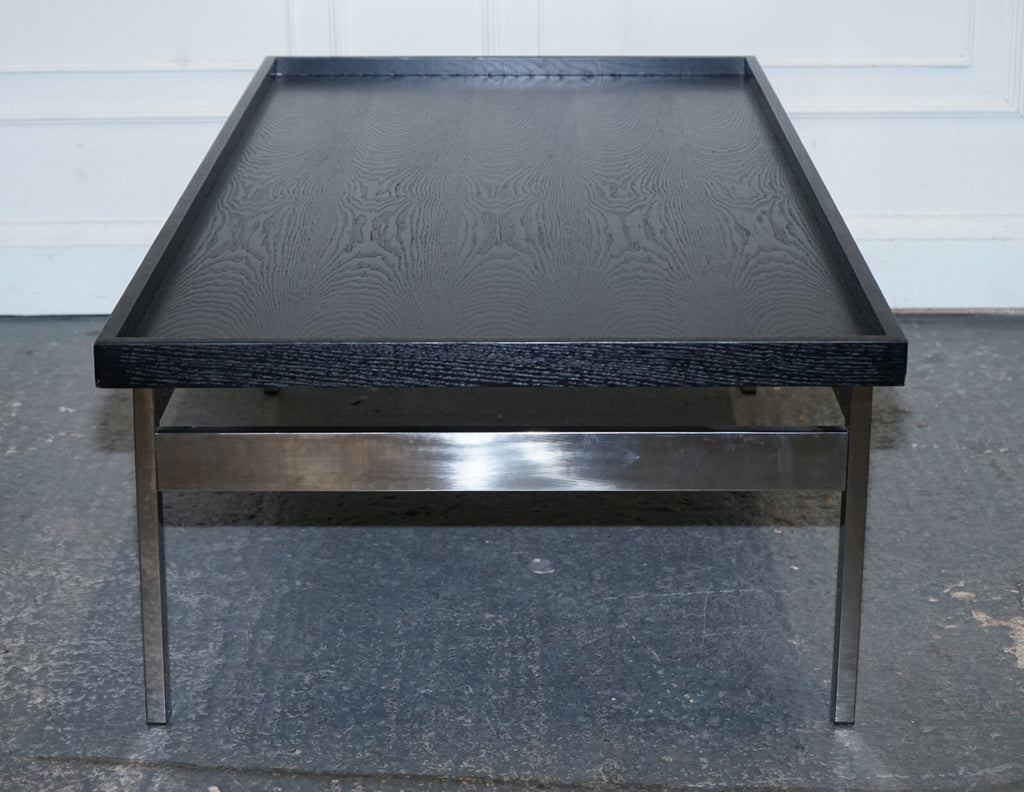 CASA PADRINO ART DECO STYLE BLACK TOP AND STAINLESS STEEL COFFEE TABLE