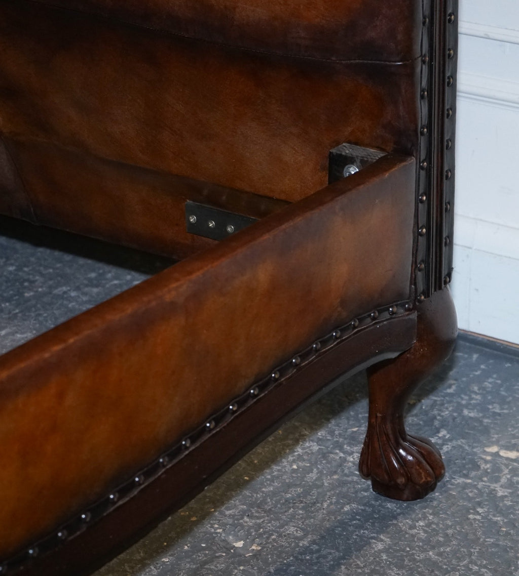 KINGSIZE HAND DYED LEATHER BONAPARTE CARVED BED AND SO TO BED RRP £14,000
