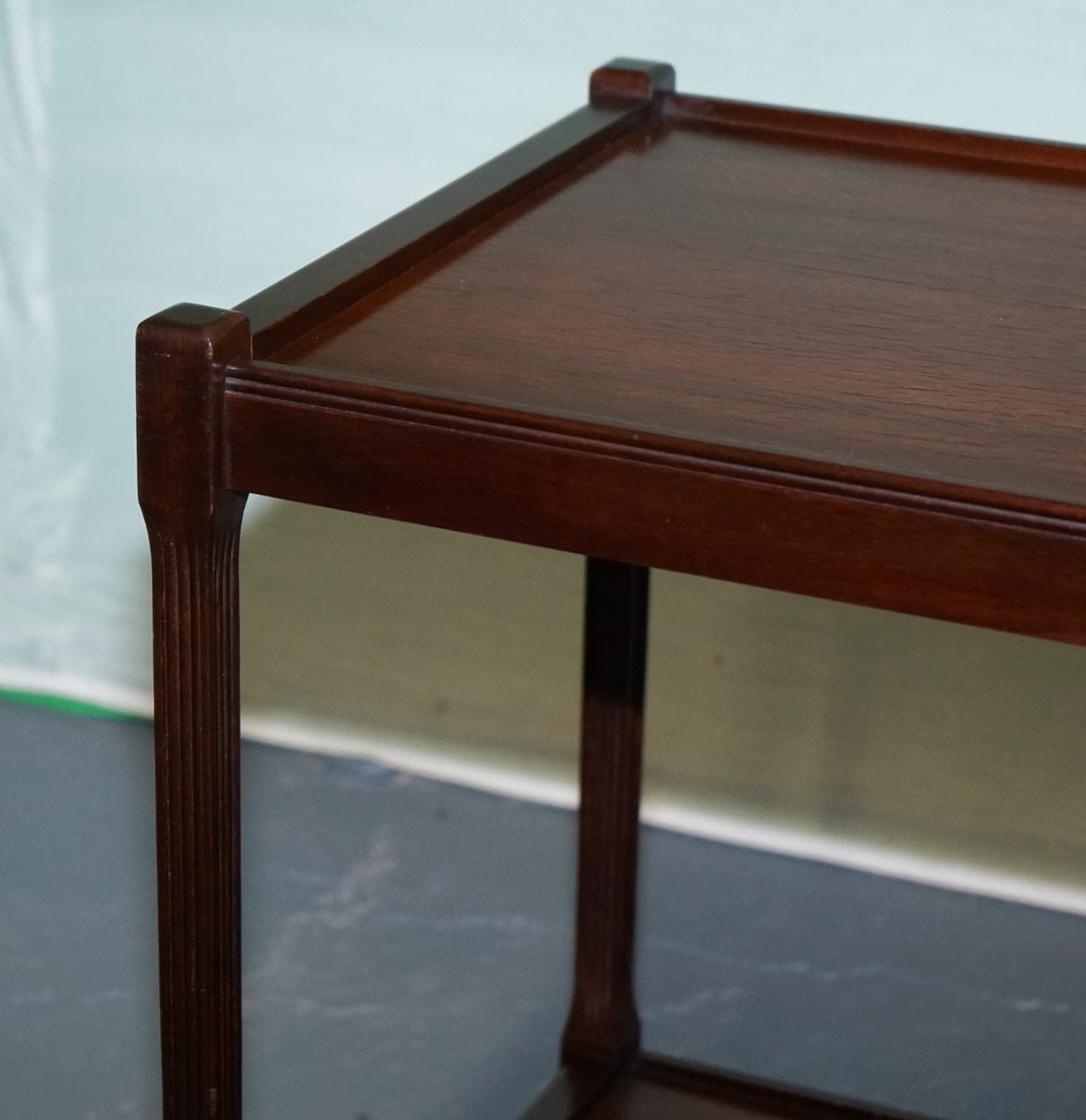 VINTAGE MID CENTURY HARDWOOD TWO TIER SIDE TABLE OCASSIONAL TABLE