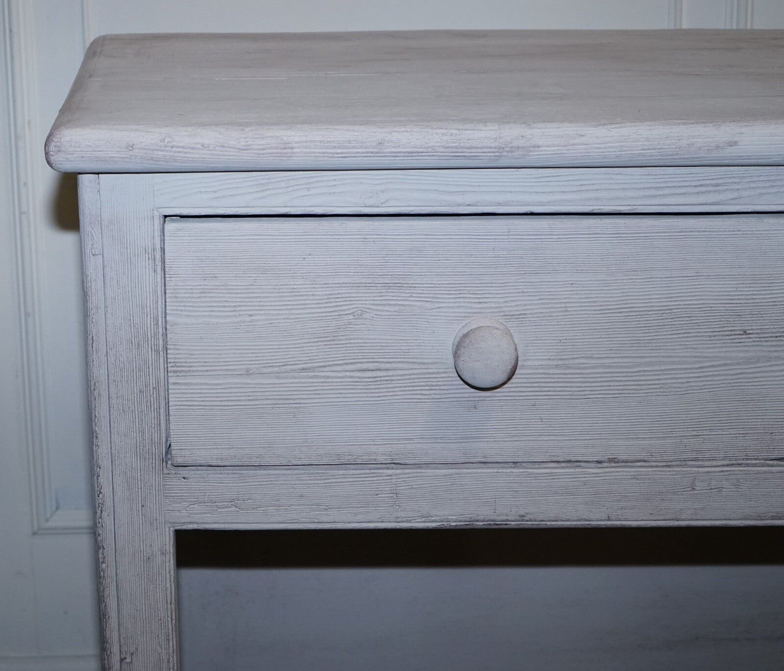 ANTIQUE HAND PAINTED ENGLISH PINE FARMHOUSE SIDEBOARD WITH THREE DRAWERS