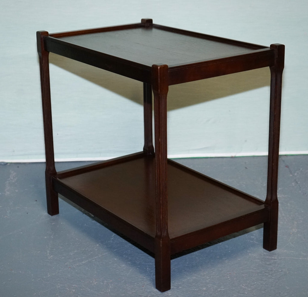 VINTAGE MID CENTURY HARDWOOD TWO TIER SIDE TABLE OCASSIONAL TABLE