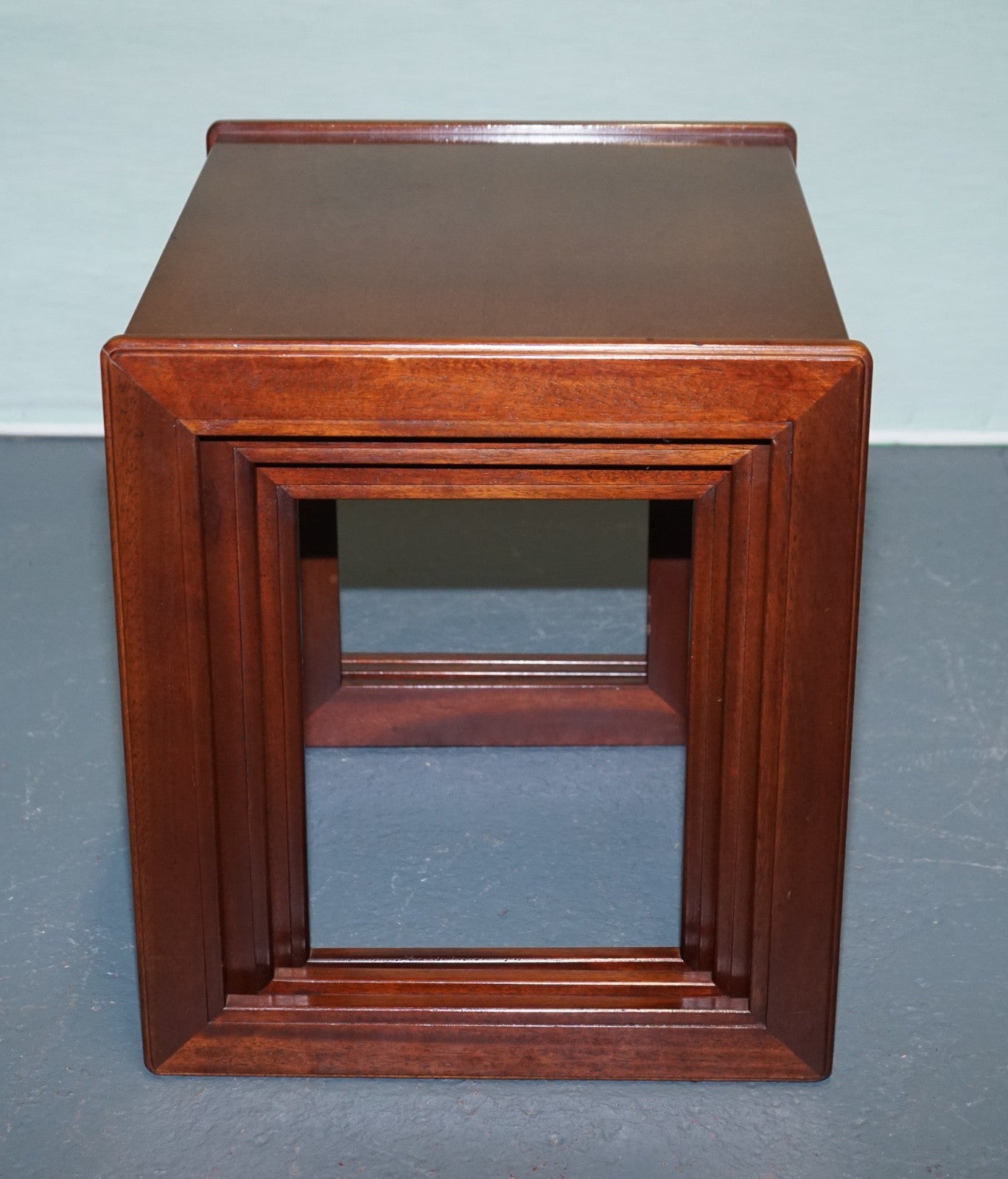 BRITISH G PLAN MID CENTURY HARDWOOD TEAK NESTING TABLES SLEEK MINIMALIST