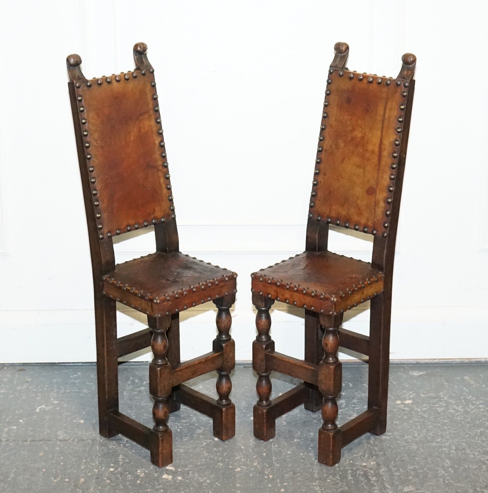 BEAUTIFUL PAIR OF DECORATIVE  17TH CENTURY REVIVAL OAK CHILDS CORRECTION CHAIR