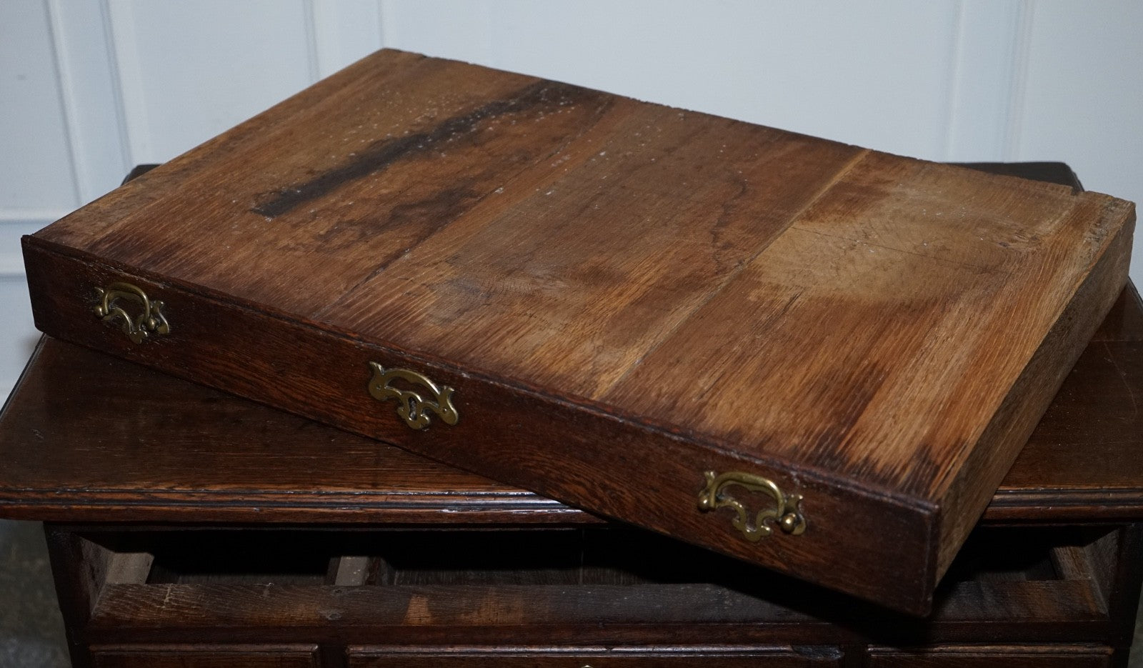 ANTIQUE 18TH CENTRY ENGLISH GEORGIAN GEORGE II OAK SMALL DESK NIGHTSTAND LOWBOY