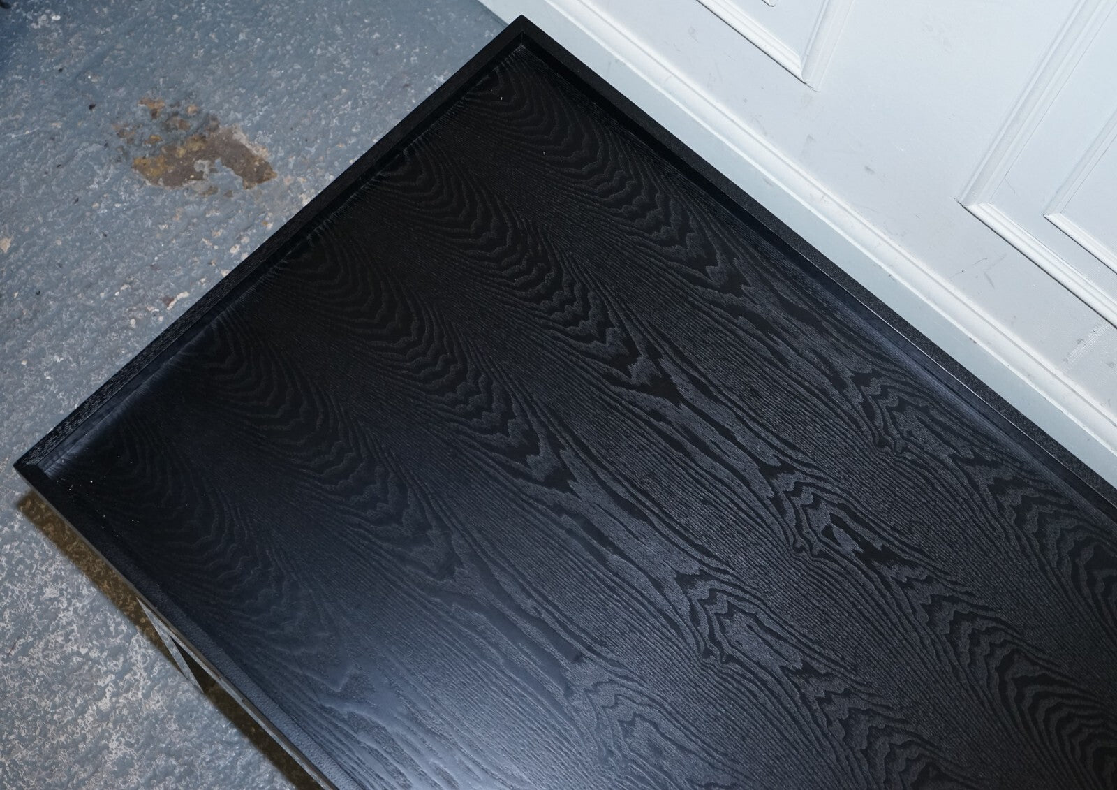 CASA PADRINO ART DECO STYLE BLACK TOP AND STAINLESS STEEL COFFEE TABLE