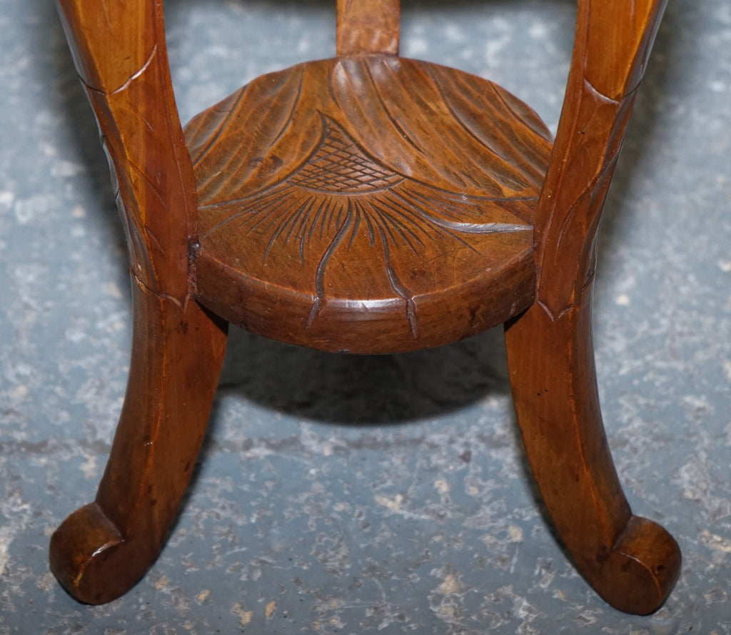 RESTORED 19TH CENTURY LIBERTYS LONDON HAND CARVED OCCASIONAL SIDE LAMP TABLE
