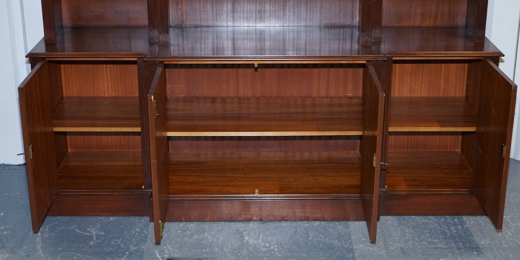 REGENCY STYLE BREAKFRONT OPEN BOOKCASE DISPLAY CABINET SHELVES & CUPBOARDS