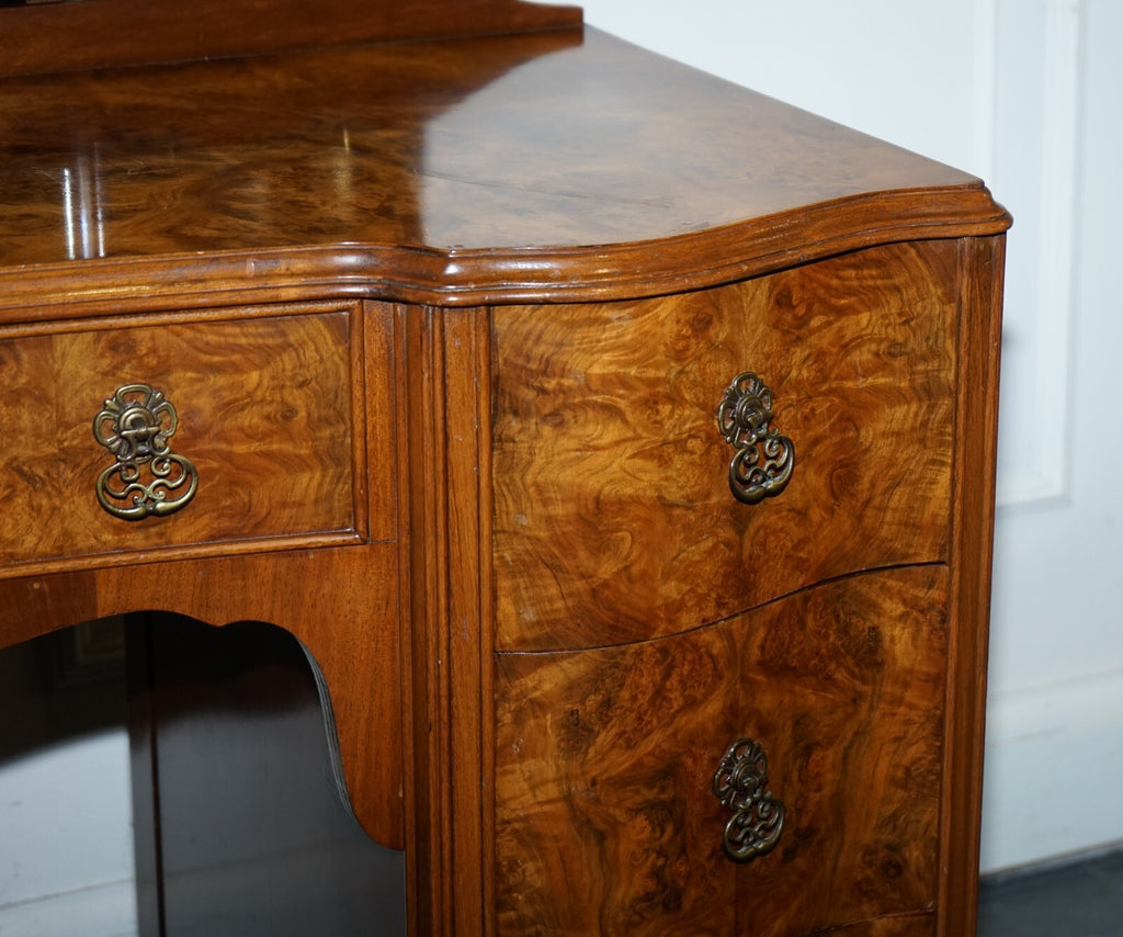 ANTIQUE 1920'S BURR WALNUT ART DECO DRESSING TABLE WITH PLENTY OF DRAWERS