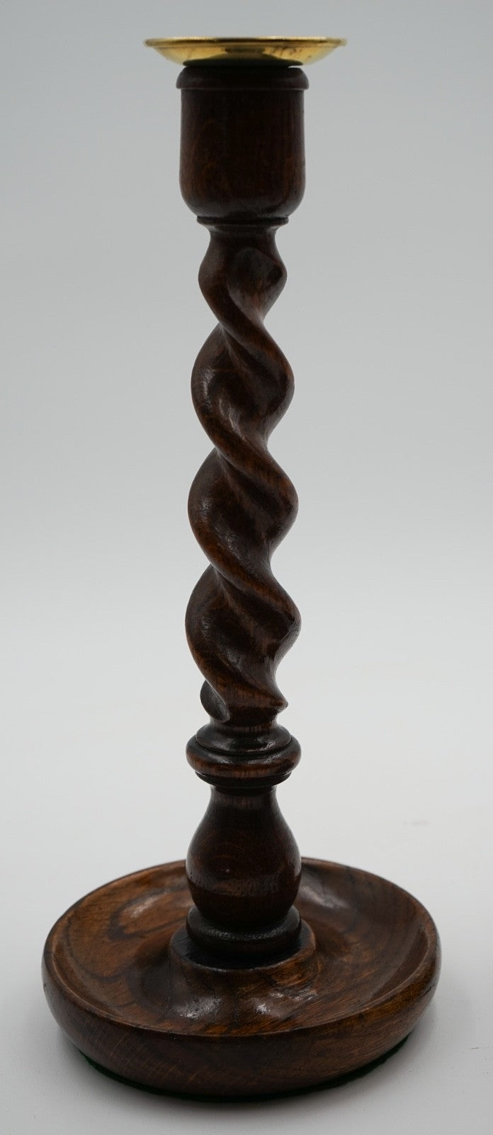 EARLY ViCTORIAN PAIR OF ENGLISH OAK BARLEY TWIST CANDLE STICKS (5)