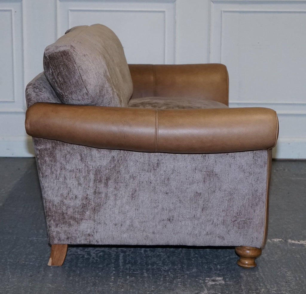 VINTAGE ALEXANDER & JAMES BLAKE 3 SEATER LEATHER & FABRIC SOFA RRP £2,240