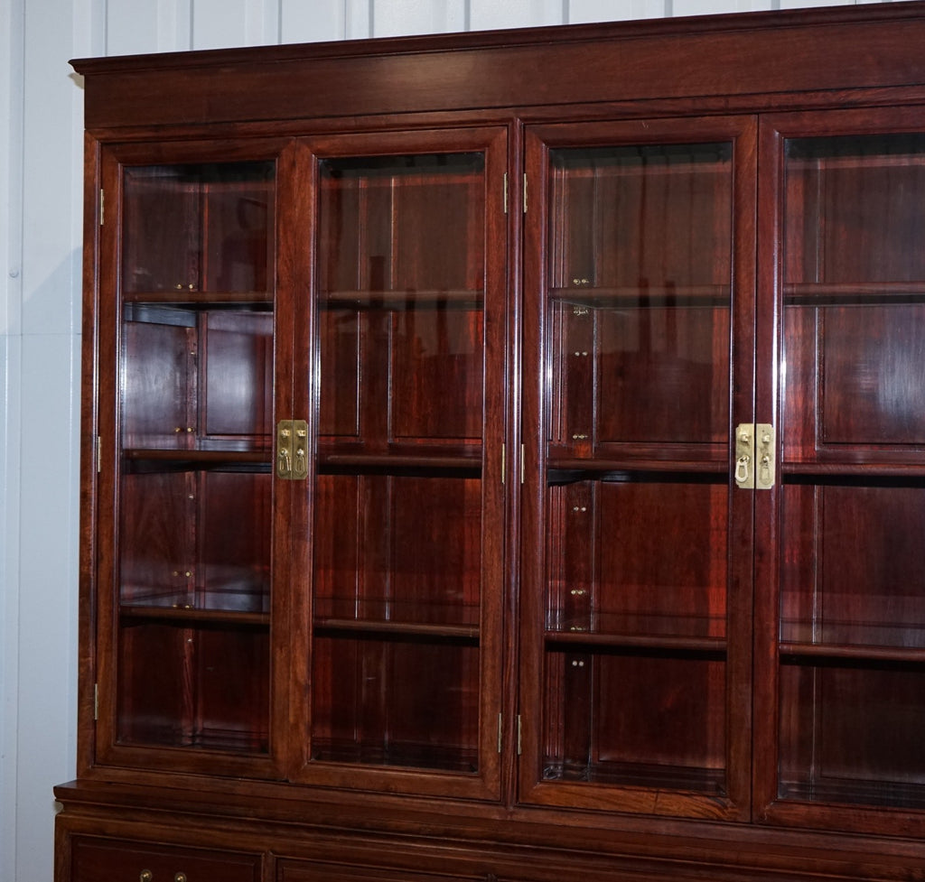 TREMENDOUS ORIENTAL CHINESE TEAK BOOKCASE DISPLAY CABINET WITH SIX DOORS