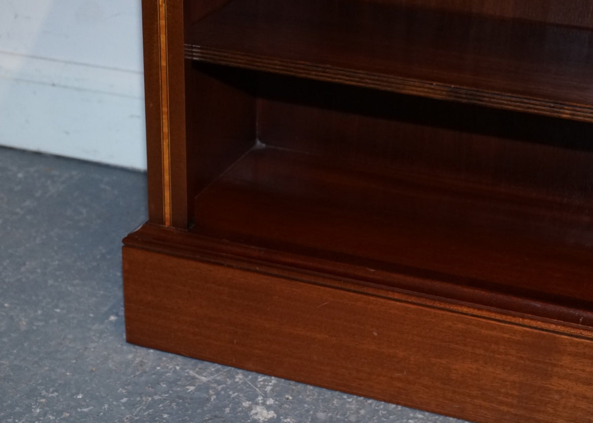PAIR VINTAGE EDWARDIAN STYLE SHERATON DWARF OPEN BOOKCASE ADJUSTABLE SHELVES