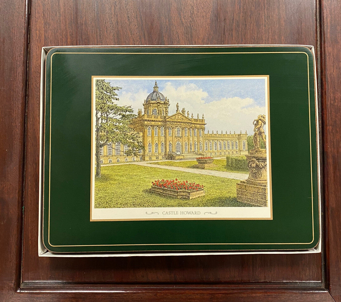 VINTAGE PIMPERNEL CORK COASTERS 'STATELY HOMES' SET OF 6 IN ORIGINAL BOX