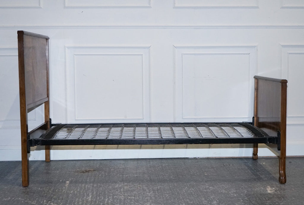 ART DECO BURR WALNUT DECORATIVE INLAID PANELS SINGLE BED (1/2)