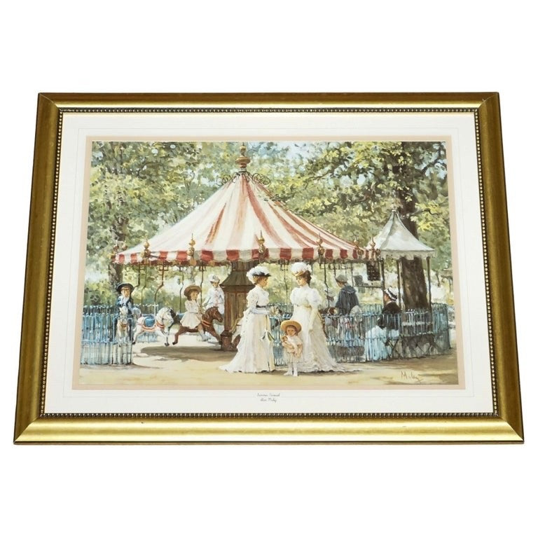 VINTAGE VICTORIAN STYLE PRINT ''SUMMER CAROUSEL'' BY ALAN MALEY 64 X 79 CM