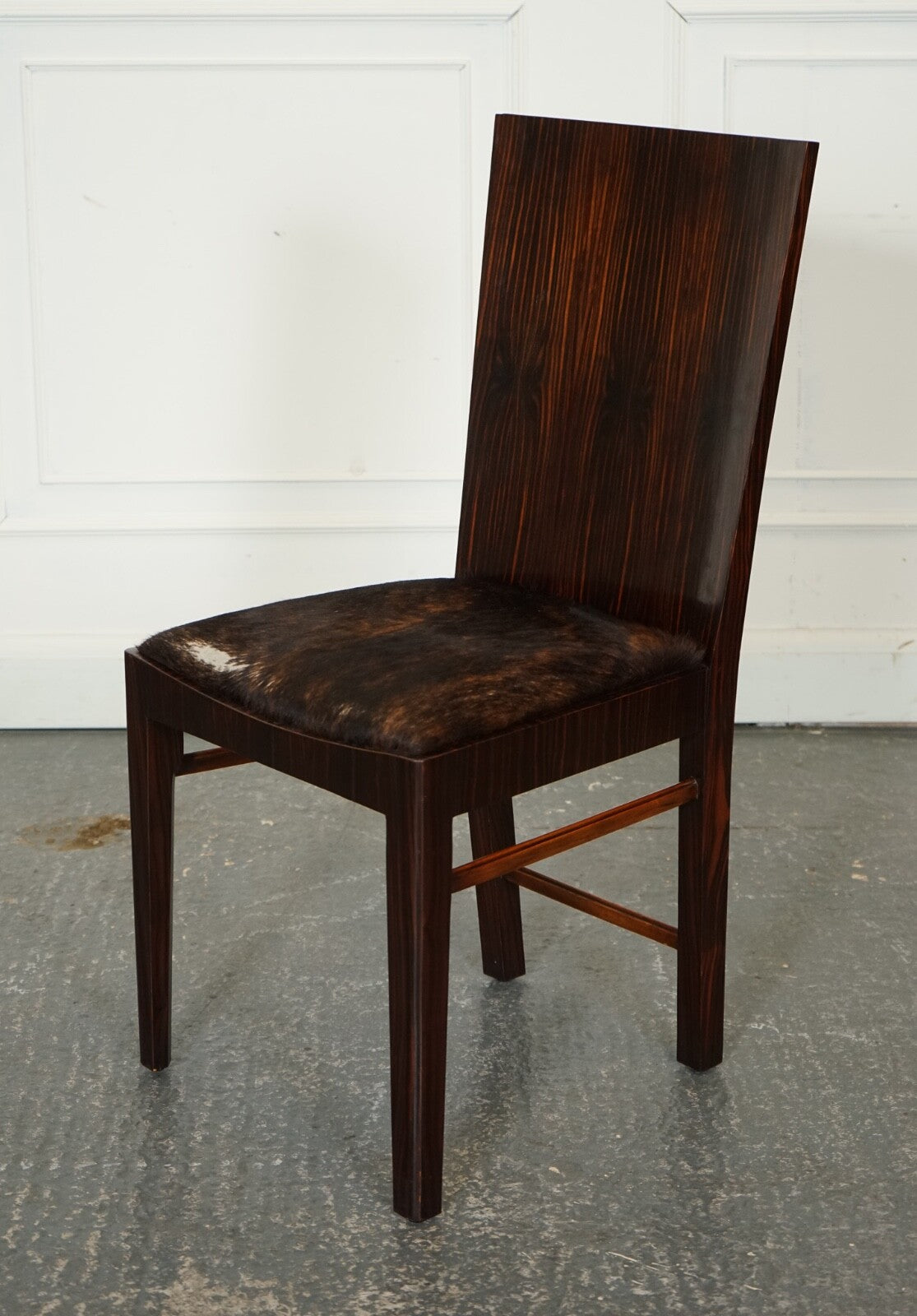 ART DECO STYLE THEODORE ALEXANDER OFFICE SIDE CHAIR WITH PONY HIDE SEAT