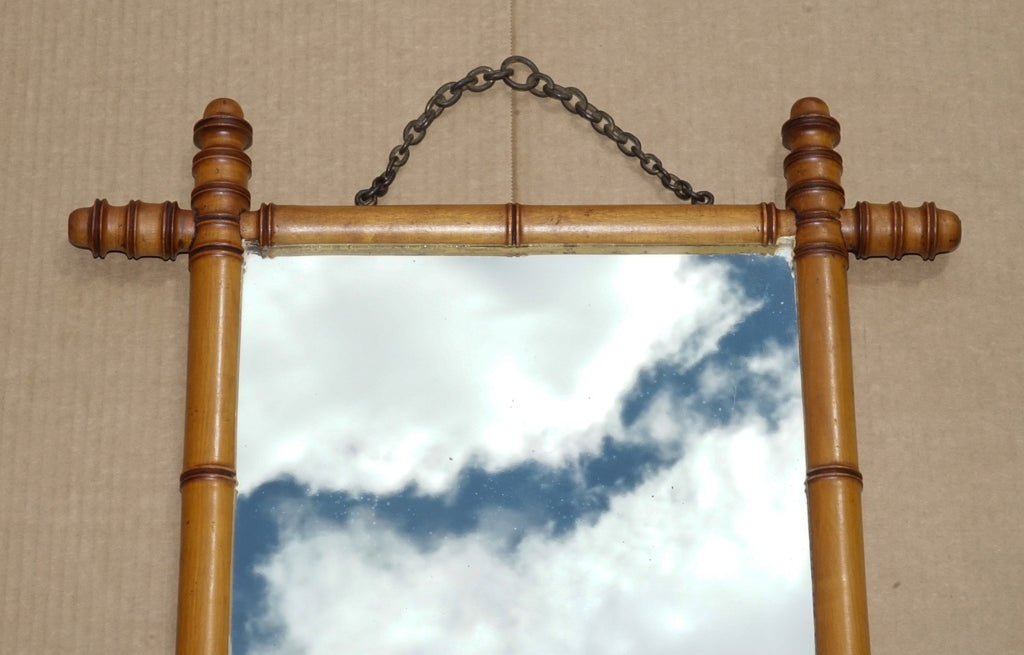 ANTIQUE ENGLISH DECORATIVE FAUX BAMBOO WALL MiRROR