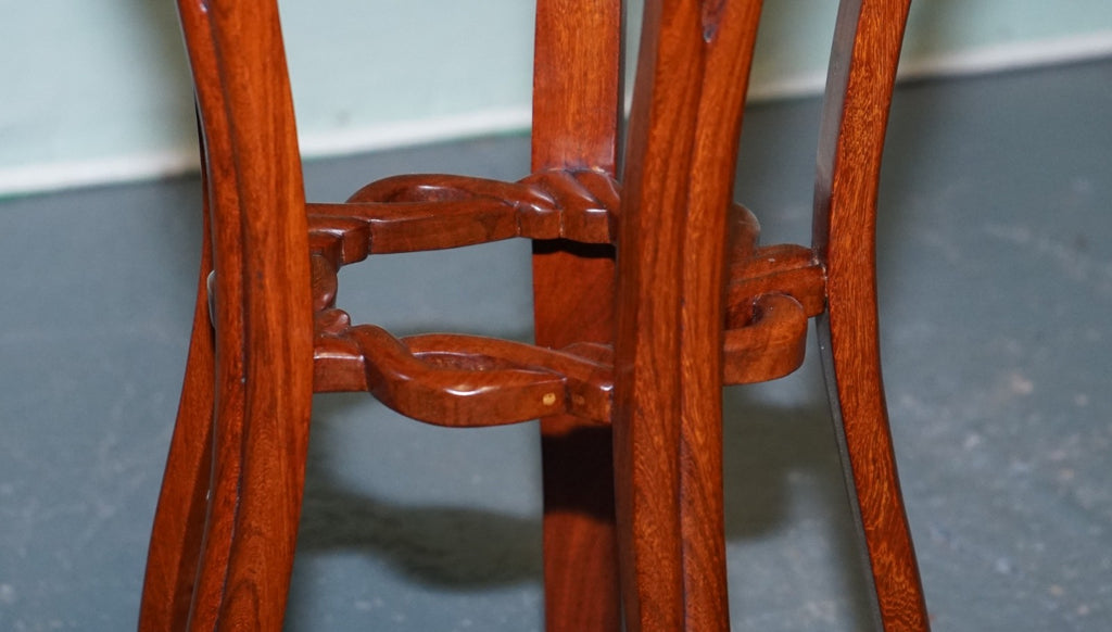CHINESE HARDWOOD PLANT STAND WITH PIERCED DESIGN & CABRIOLE LEGS