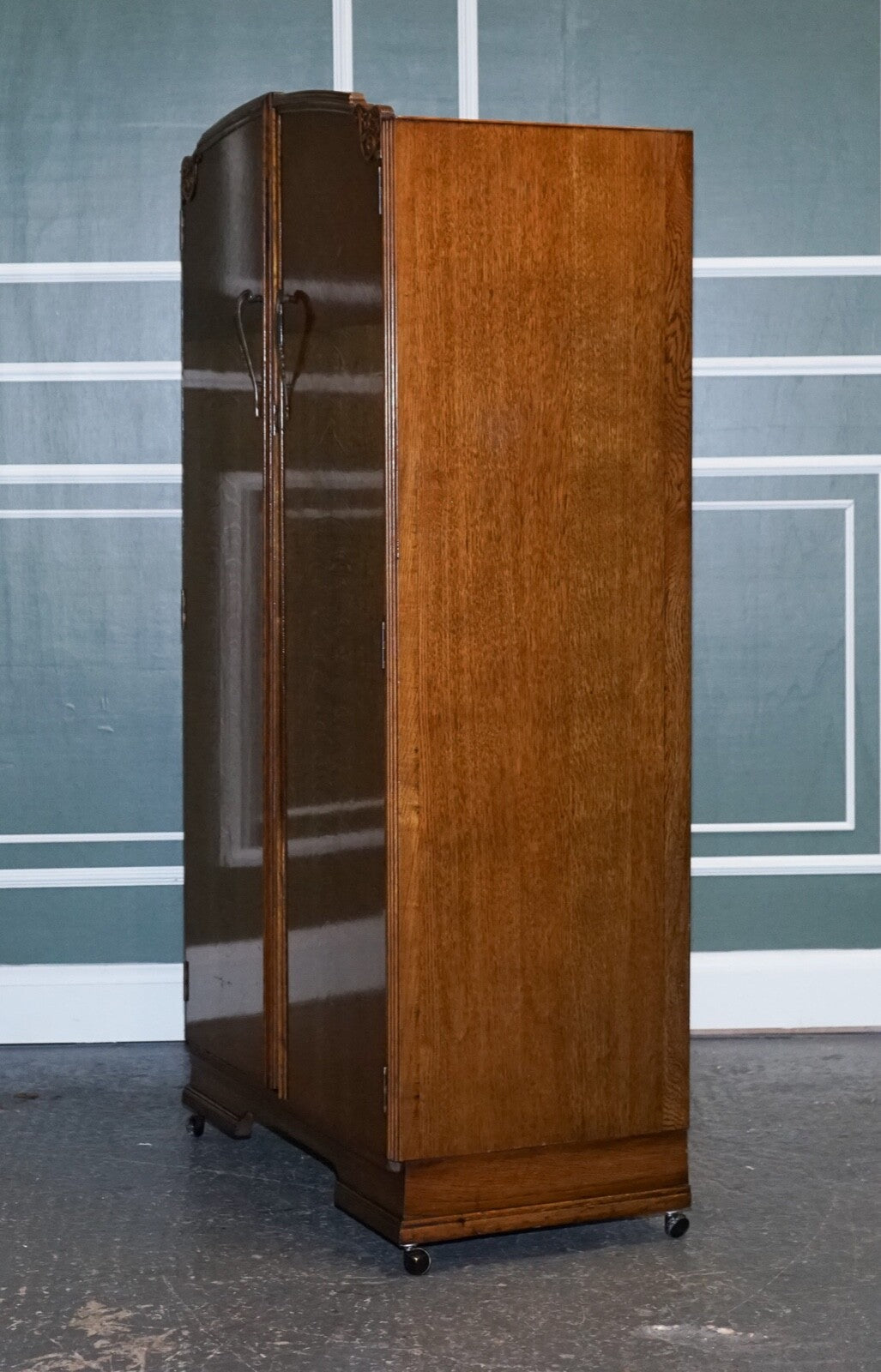 PETITE VINTAGE ART DECO OAK TWO DOOR WARDROBE