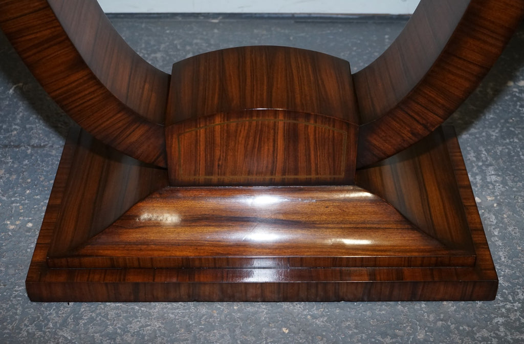 ART DECO EXOTIC MORADO & BRASS VANCUCCI SUNBURST CONSOLE BY THEODORE ALEXANDER