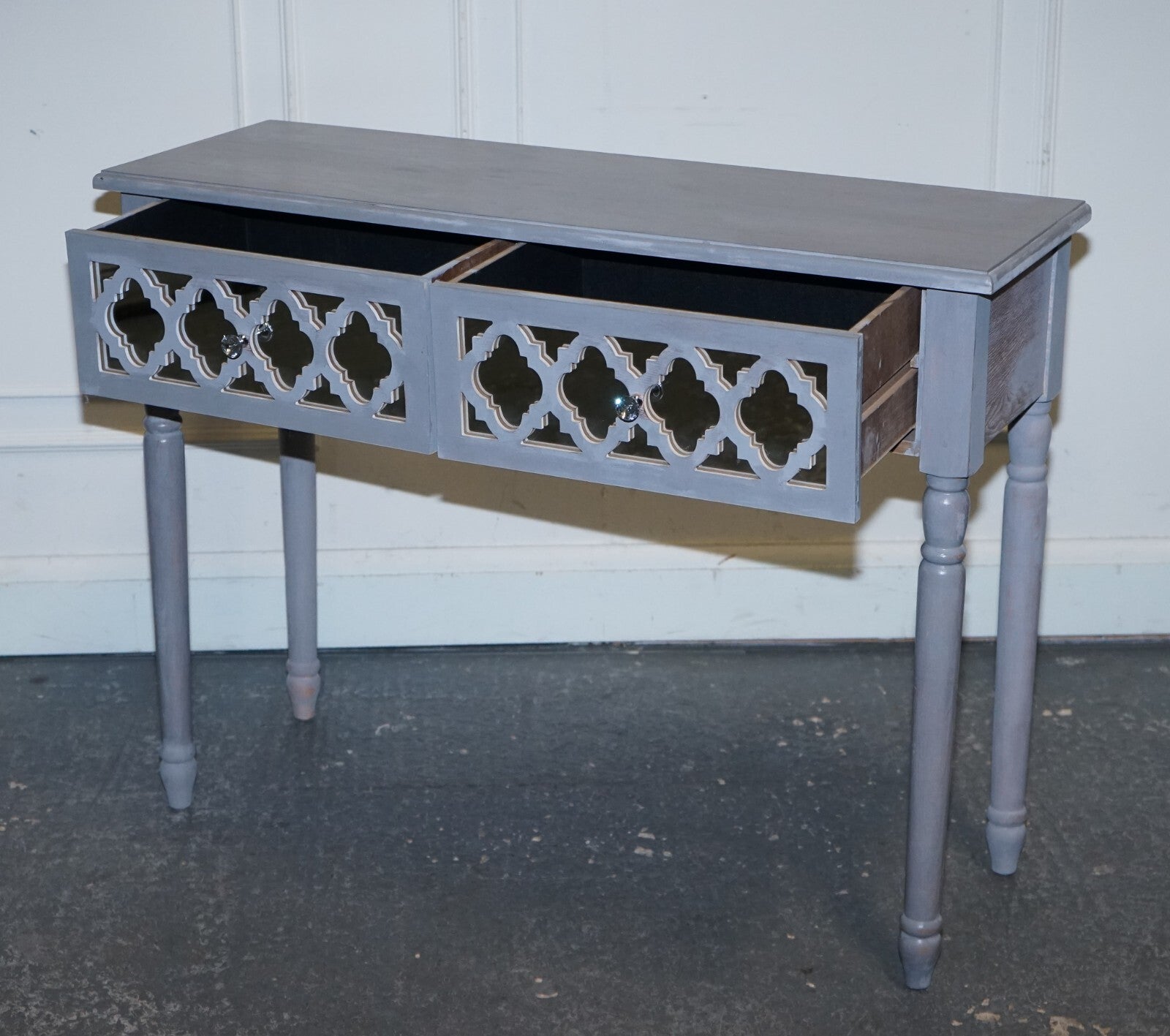 LOVELY HAND PAINTED MIRRORED DRESSING CONSOLE TABLE MATCHING STOOL AVAILABLE