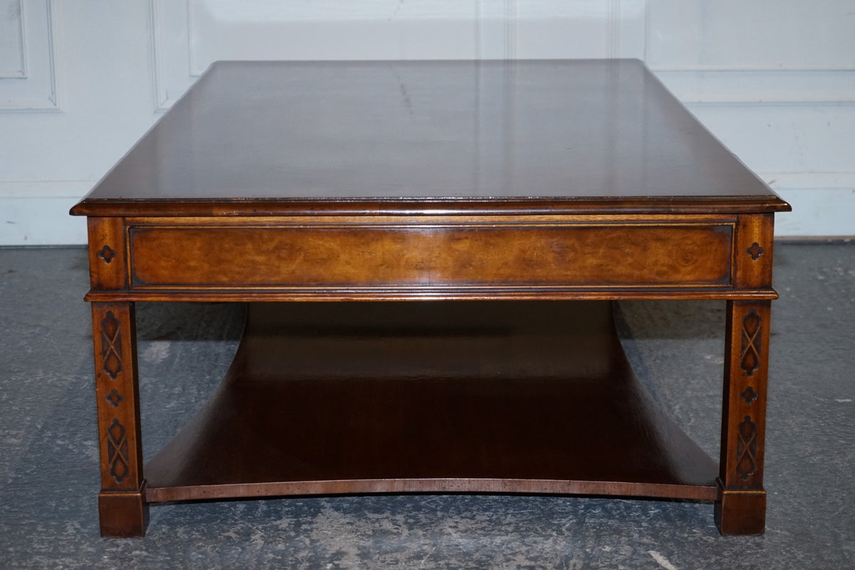 LARGE GEORGIAN STYLE BURR WALNUT COFFEE TABLE BY BRIGHTS OF NETTLEBED LONDON